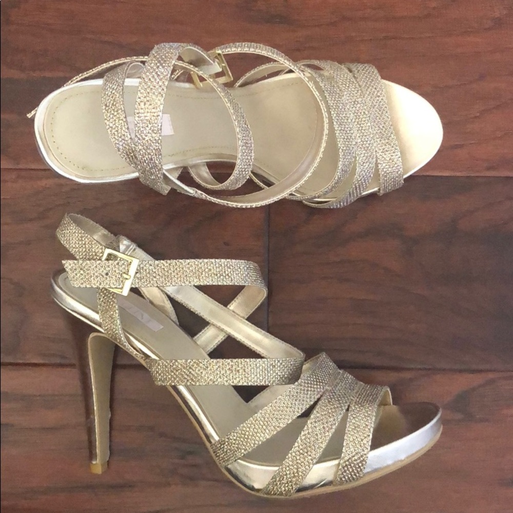 Champagne Gold platform sandals, Glint 10.5 M
